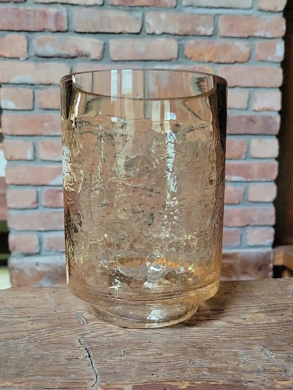 PIER 1 Amber Crackle Textured Heavy Glass Vase